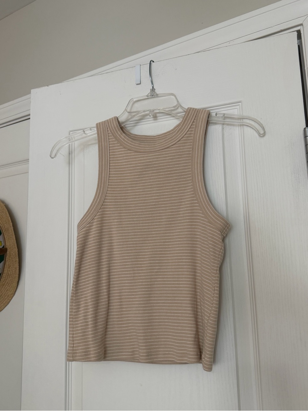 Old Navy tan & cream striped tank top size M